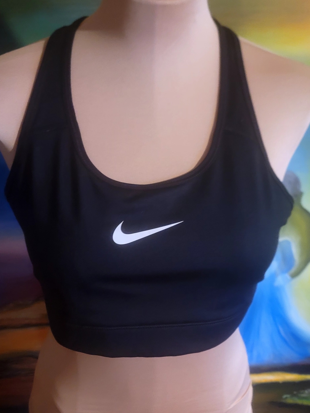 Nike Black Racerback Sports Bra with White Swoosh
